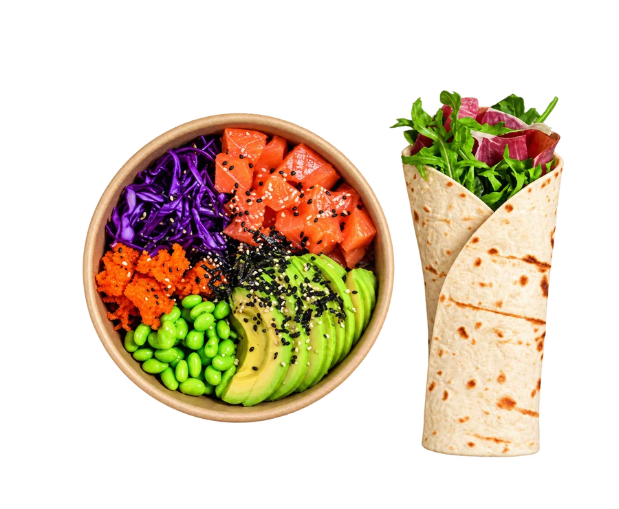 Una pokè e una piadina della casa